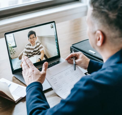men in video call